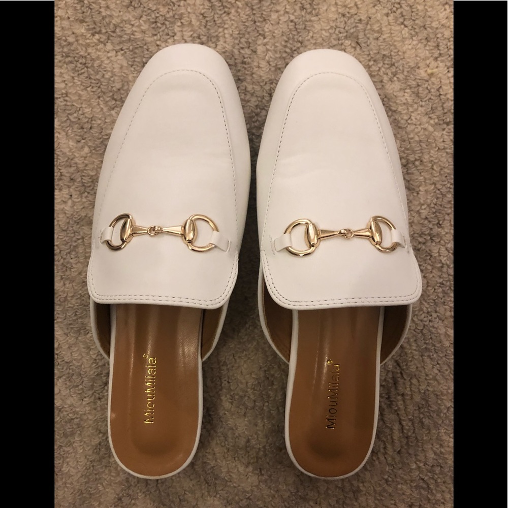 Designer inspired white mules. Size 9